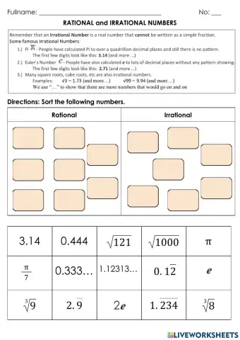 Rational and Irrational Numbers