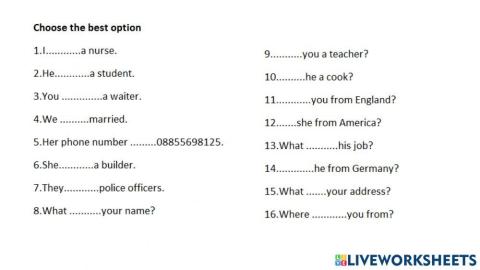 Am, is, are +personal information