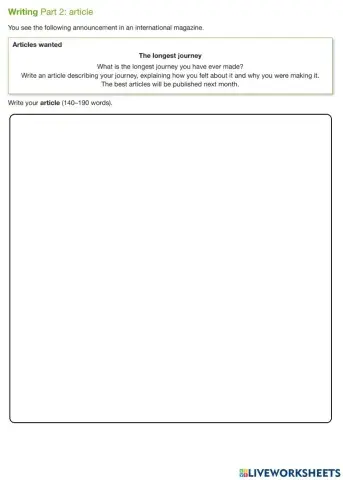 FCE - Writing - Part 2 - Narrative article