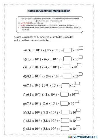 Notación científica: Multiplicación