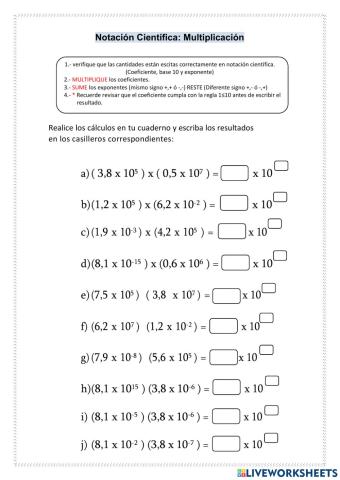 Notación científica: Multiplicación