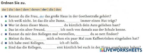 B 1.1. Lektion 3: Relativsätze Nom, Dat, Akk