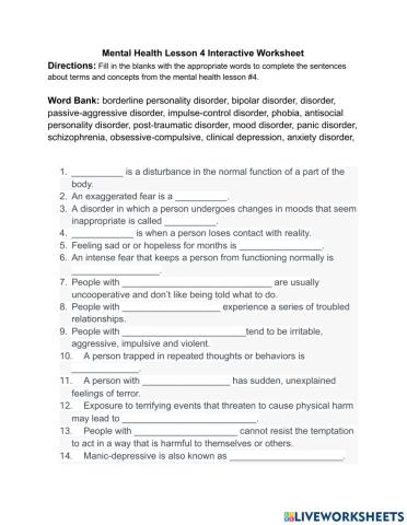 Menta Health Lesson -4-Mental and Emotional Problems