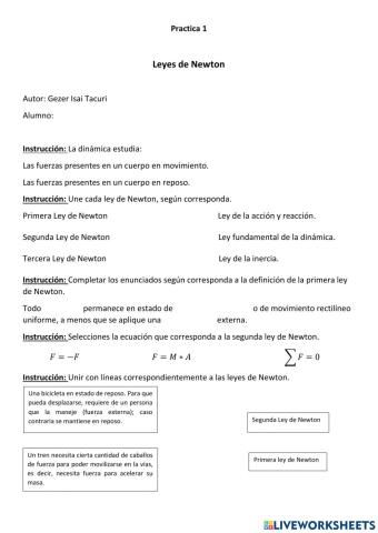 Primera y segunda Ley de Newton