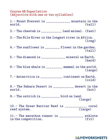 Superlative with short adjectives