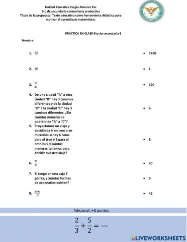 Práctica de análisis combinatorio