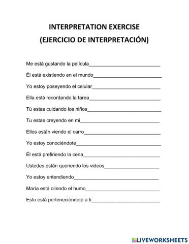 Interpretation exercise PRESENT CONTINOUS