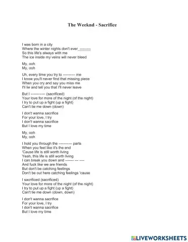 The weeknd sacrifice