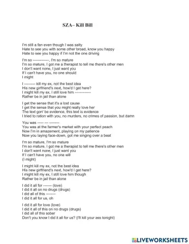 Sza kill bill lyrics