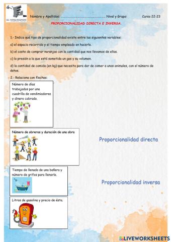 Proporcionalidad Directa e Inversa