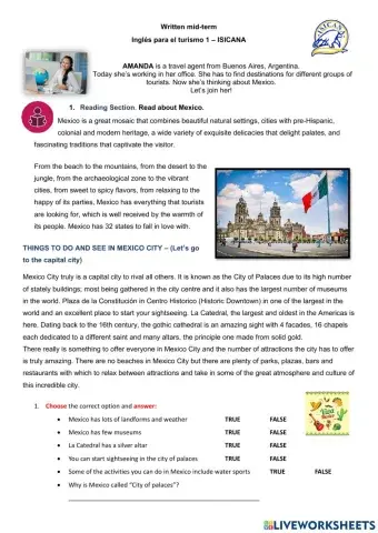 Mid-term inglés para el turismo