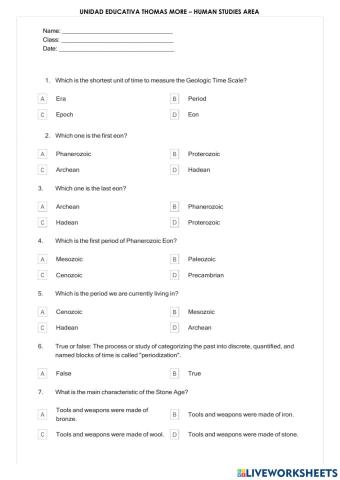 Human Studies Recovery Activity - Geologic and Prehistory