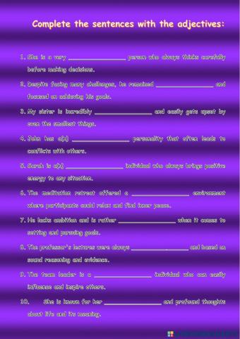 Personality adjectives