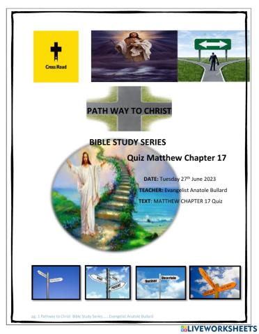Pathway to Christ Bible Study Series Matthew Chapter 17 Quiz KJV