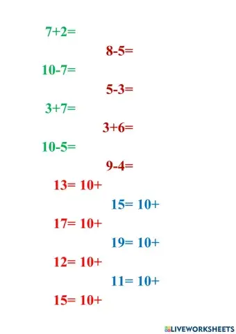 Adding and substraction within 10