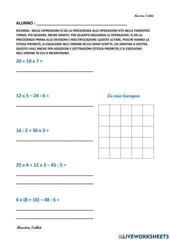 Espressioni anche con le parentesi tonde