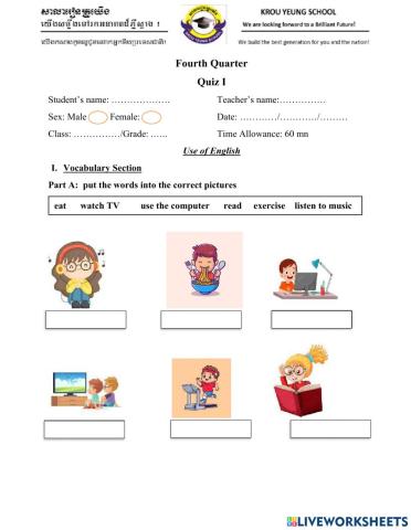 Quiz 1 in Quarter 4th