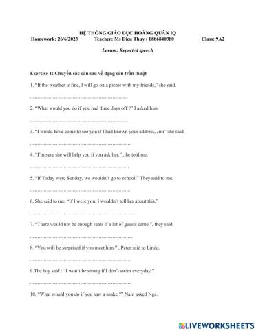 Câu tường thuật