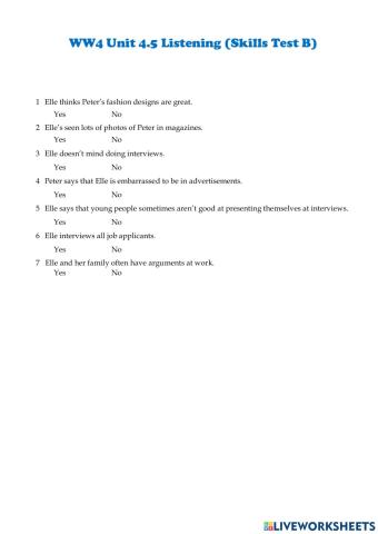 WW4 Unit 4.5 Listening