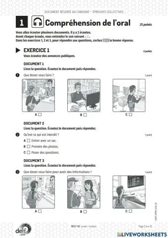 DELF A2 - Compréhension orale - modèle 1