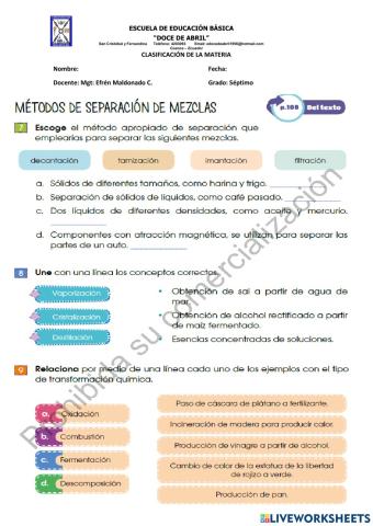 Características de la materia