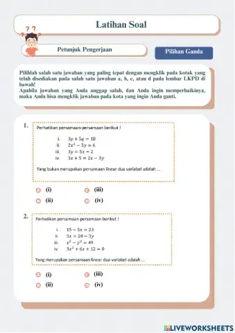 LKPD Sistem Persamaan Linear Dua Variabel (SPLDV)