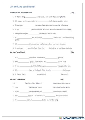 1st and 2nd conditional