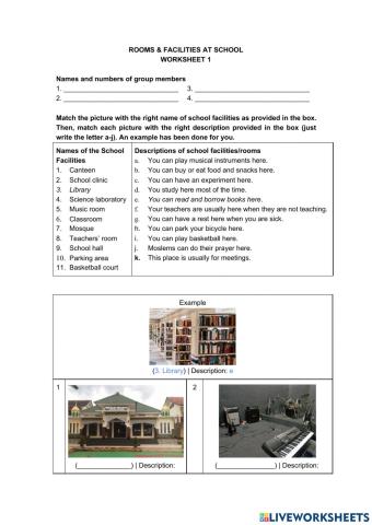 Rooms and Facilities at School