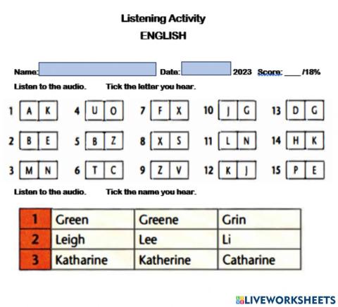 The Alphabet Listening