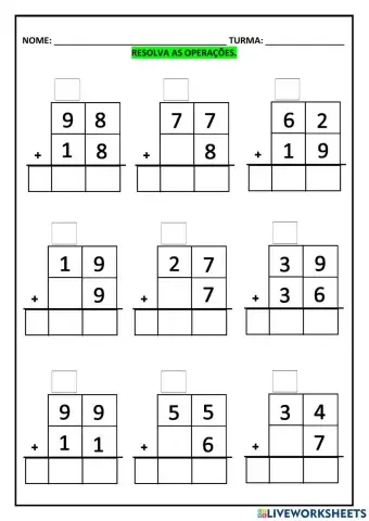 Adição com reserva