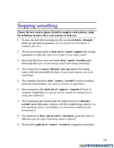 Stopping something