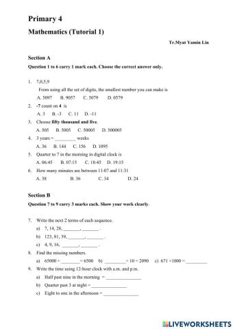 Primary 4 Math