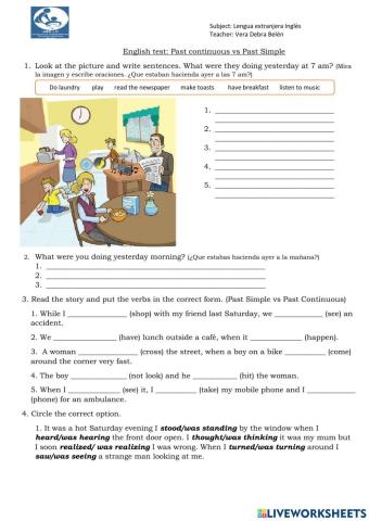 Past simple vs Past Continuous