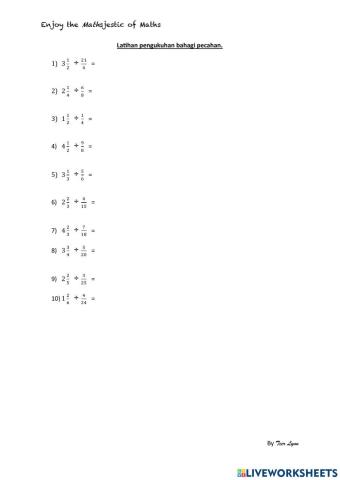 Latihan Pengukuhan Bahagi Pecahan