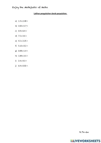 Latihan Pengukuhan Darab Perpuluhan