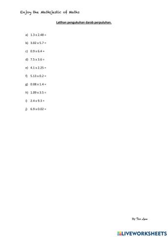 Latihan Pengukuhan Darab Perpuluhan