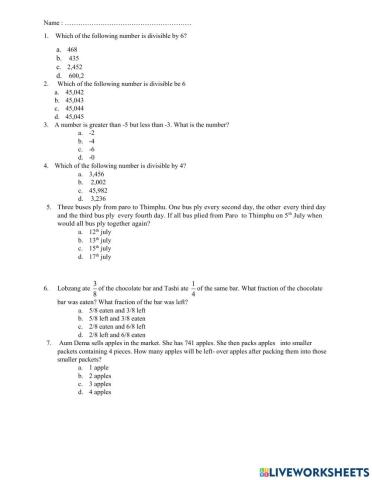Worksheet