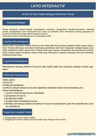 LKPD PAI elemen Al-qur-an hadits kelas 7