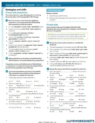 FCE - Phrasal verbs and prepositional phrases