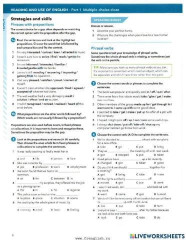 FCE - Phrasal verbs and prepositional phrases