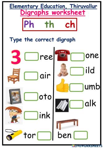 Digraph worksheet