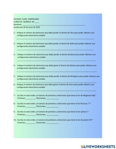 Hoja de trabajo No.1 Semestre II