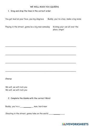 We will rock you (song activity)