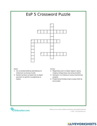 EsP 5 Crossword Puzzle