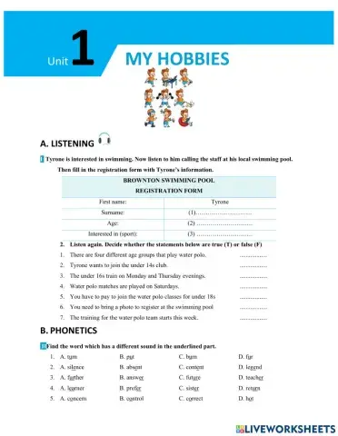 English 7-Unit 1-My hobbies