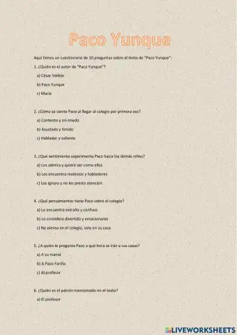 Plan lector: Paco Yunque