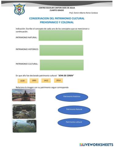 Conservacion del Patrimonio Cultural Prehispanico y Colonial