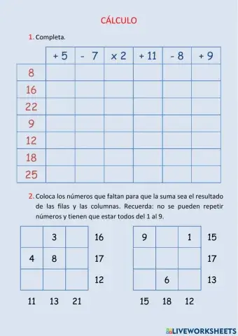 Cálculo y operaciones