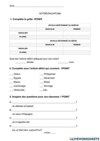 Autoévaluation 2ºESO