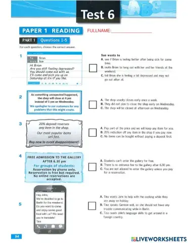 Succeed reading test 6